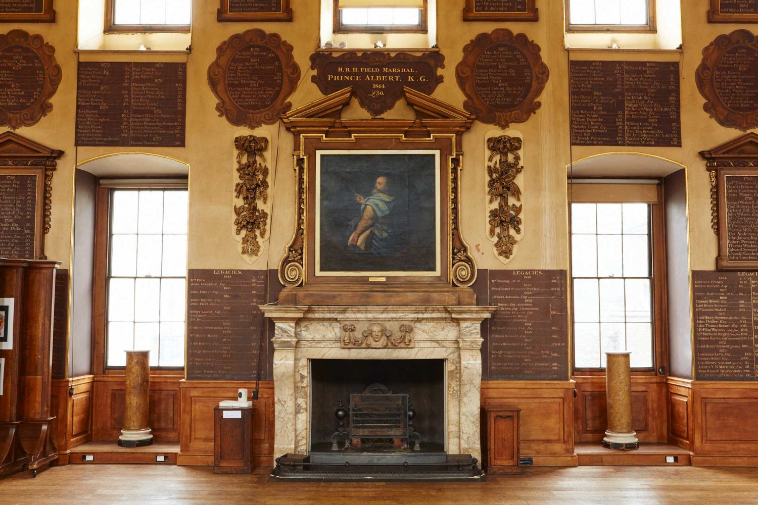 Portrait of St Bartholomew over the fireplace in the Great Hall